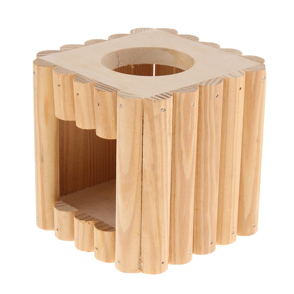 Hamster Nest Double Holes Hut Gerbil Mouse Small Animal Wood Castle