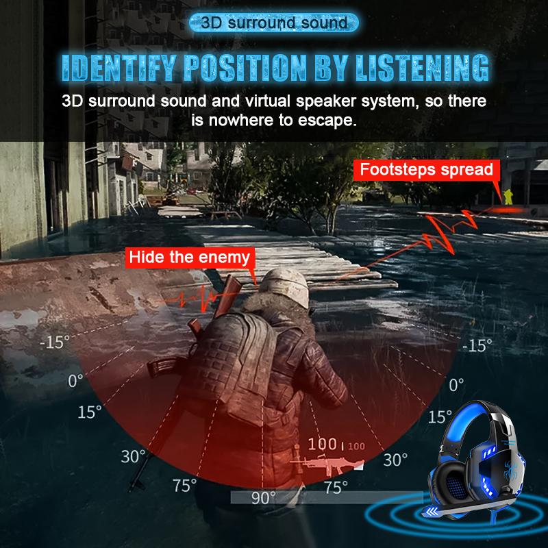 Game Thủ Chuyên Nghiệp Tai Nghe LED Stereo Tai Nghe Chơi Game Cho PS5 PS4 FiFa 21 Xbox One PC Với Tiếng Ồn-Loại Bỏ micro