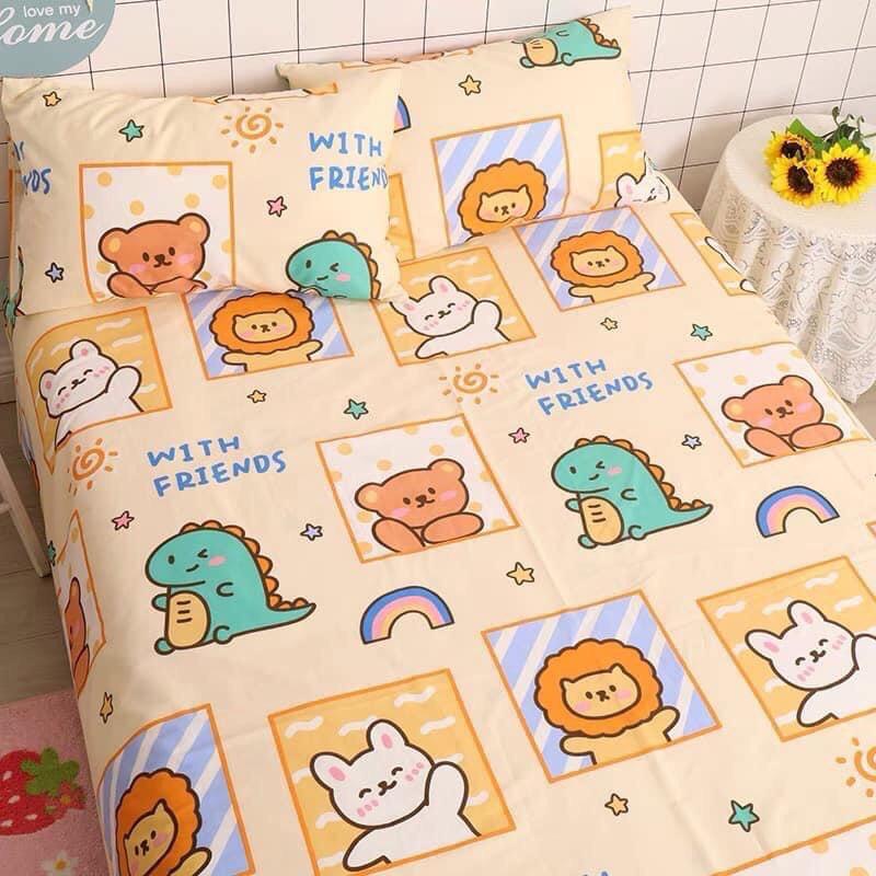 Ga Gối Cotton 100% Hàng Nhập Khẩu 3 Món Thỏ Hồng dành cho bé gái