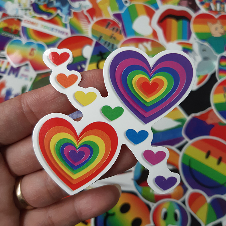 Bộ Sticker dán cao cấp chủ đề CẦU VỒNG LGBT - Dùng dán Xe, dán mũ bảo hiểm, dán Laptop, dán đàn