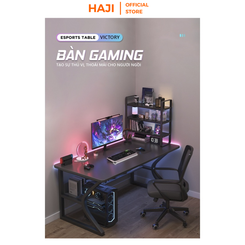 Bàn gaming cao cấp chân chữ K hộp to, bàn làm việc thông minh, khung chân chắc chắn chống gỉ thương hiệu HAJI C67