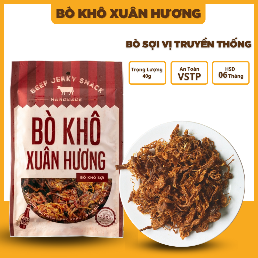 Khô bò khô sợi loại 1, thịt bò khô xé sợi vị truyền thống Xuân Hương siêu ngon 40g