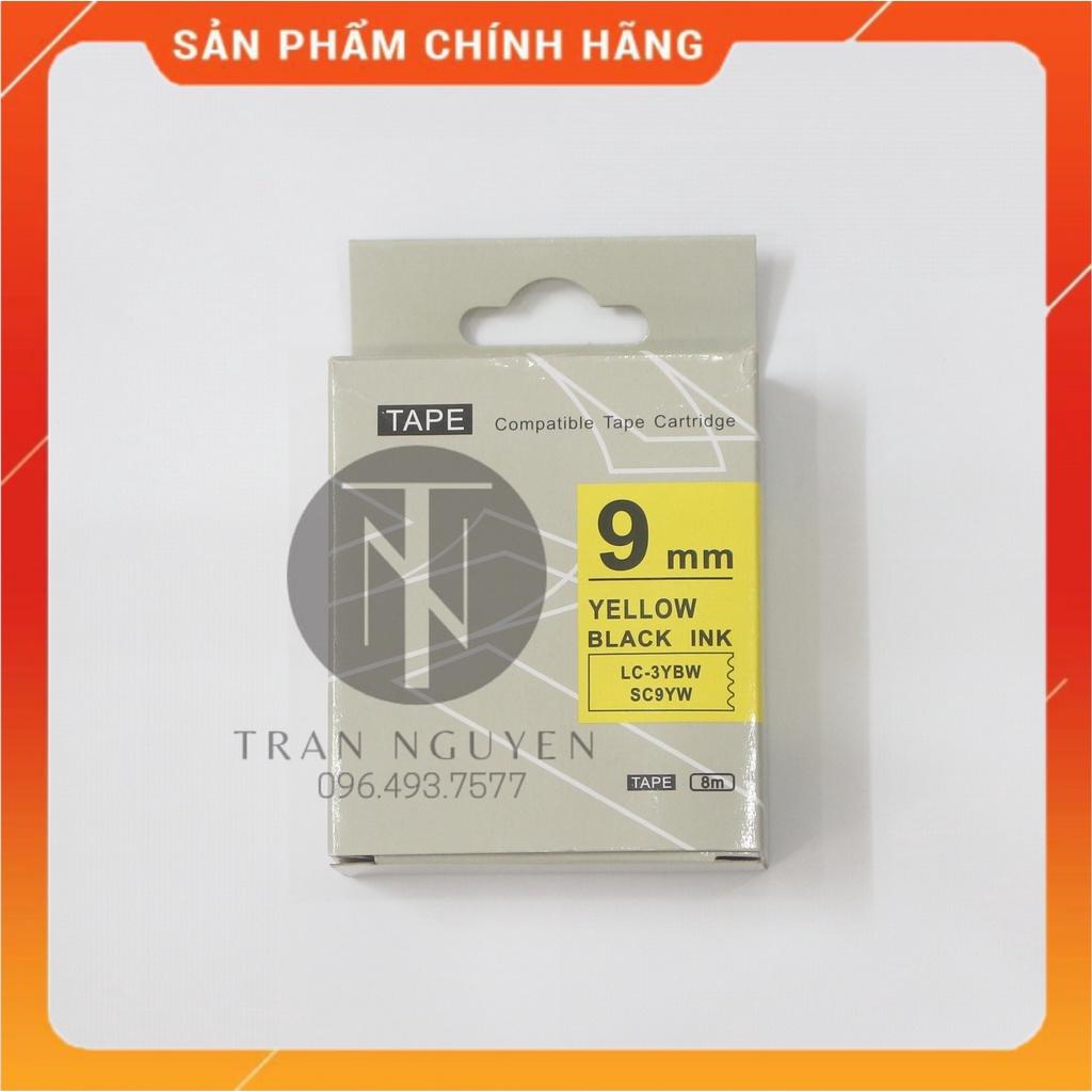 Nhãn in Tepra SC9YW (LC-3YBW) - Chữ đen nền vàng 9mm x 8m - Hàng nhập khẩu