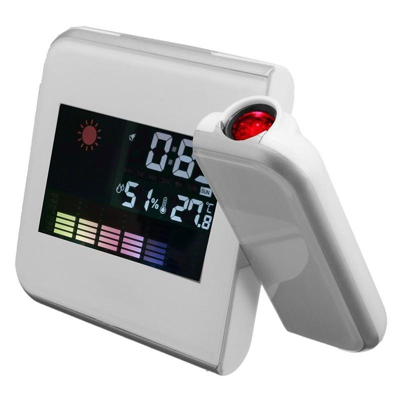 Đồng hồ để bàn điện tử kiêm nhiệt kế ẩm kế 8190 (Trắng).