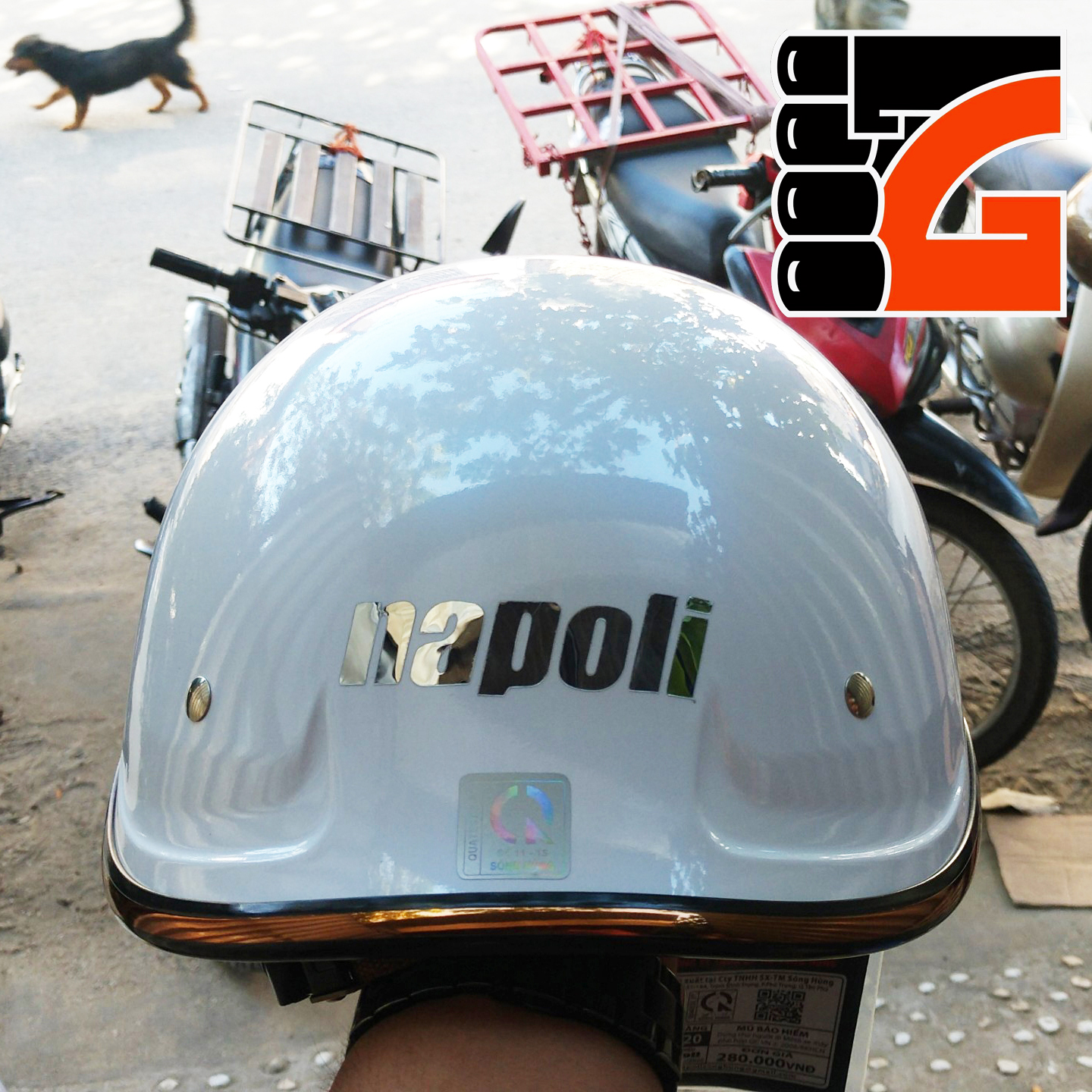 Mũ Bảo Hiểm ½ Đầu NAPOLI GANGSTER - Màu Trắng bóng Free Size  - BẢO HÀNH 12 THÁNG