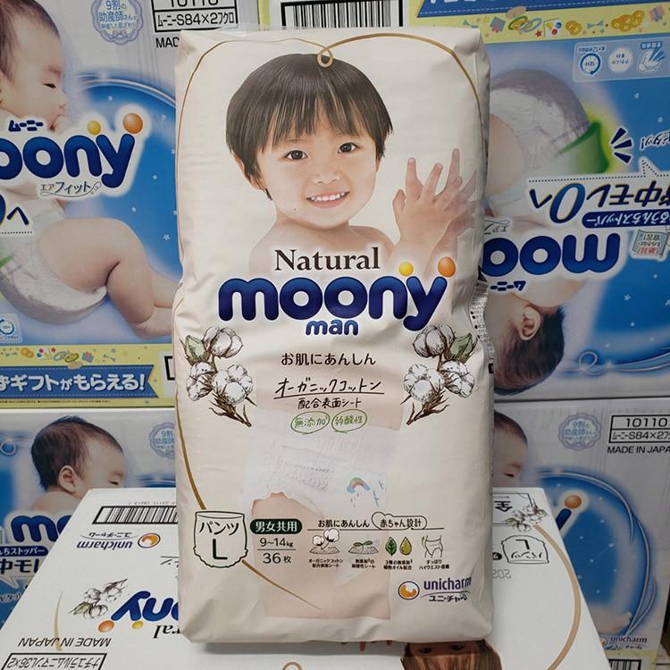 Tã Bỉm Moony Natural Dán/Quần Nội Địa Nhật NB63/S58/M46/L38/L36/XL32