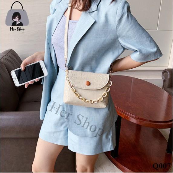 Túi xách nữ da mềm Túi đeo chéo mini hàng quảng châu siêu hot QC007