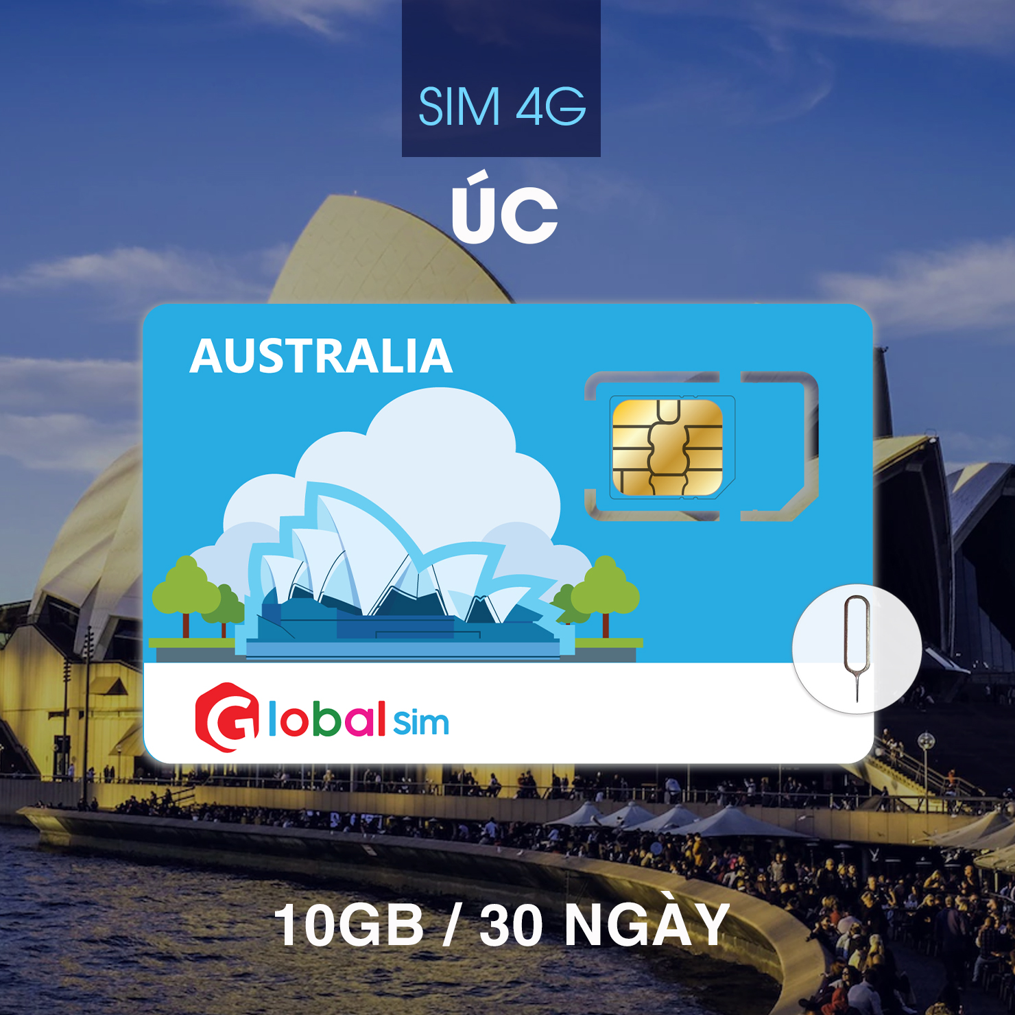 SIM 4G DU LỊCH ÚC 30 NGÀY 10GB TỐC ĐỘ CAO