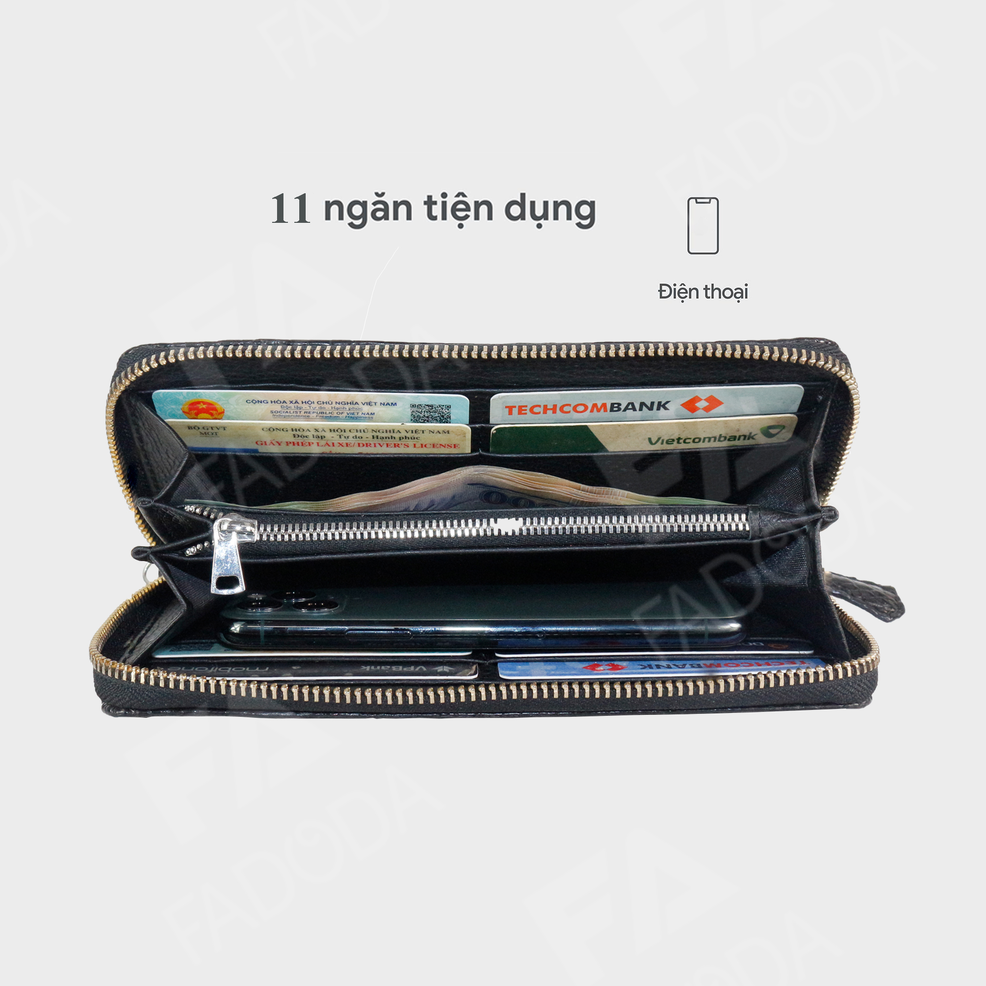 Ví nữ cầm tay da cá sấu Fadoda sang trọng và đẳng cấp FCW22G