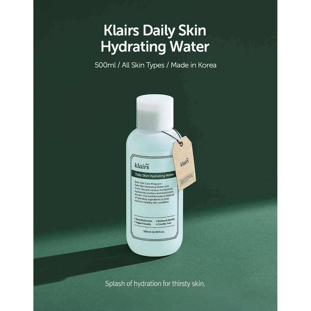 Nước Hoa Hồng dưỡng ẩm cho da hàng ngày Dear, Klairs Daily Skin Hydrating Water 500ml