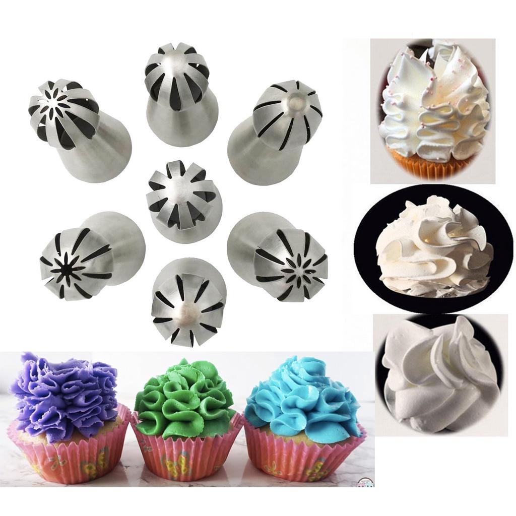 Bộ 7 Đuôi bắt bông kem cupcake 3D Balltips cầu đui tạo hình hoa văn bánh kem dạng Hình Quả Cầu - CBDUI3DBALL7P