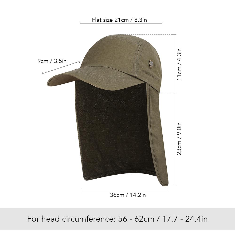 Mũ chống nắng câu cá rộng vành với phần vạt cổ cho nam UPF 50+