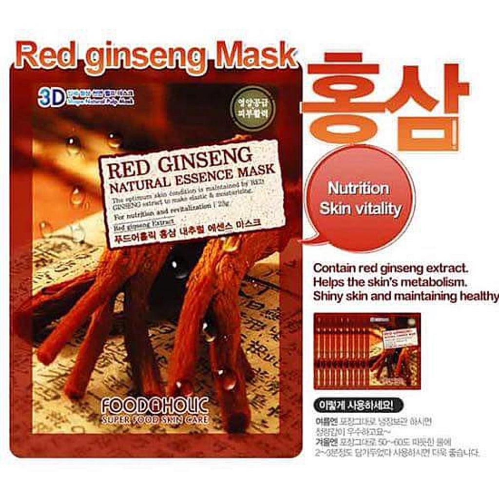 Mặt Nạ 3D Foodaholic Natural Essence Mask Red Gingseng (Nhân Sâm) Dưỡng Da 23g