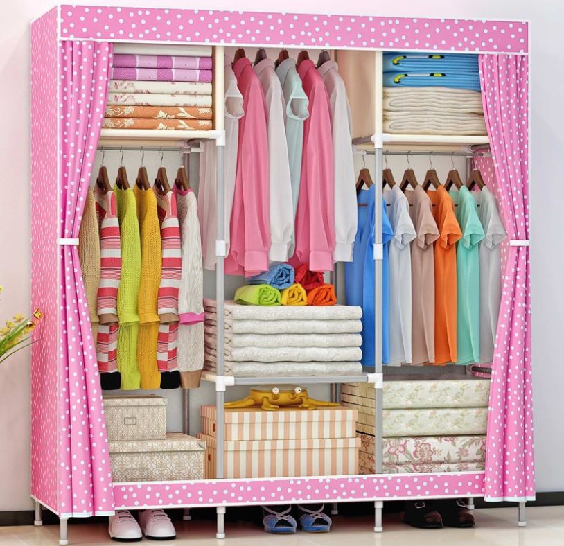 Tủ Quần Áo Cải Tiến Thế Hệ Mới, Tủ Vải Quần Áo 3 Buồng 8 Ngăn 1,7m Cao Cấp