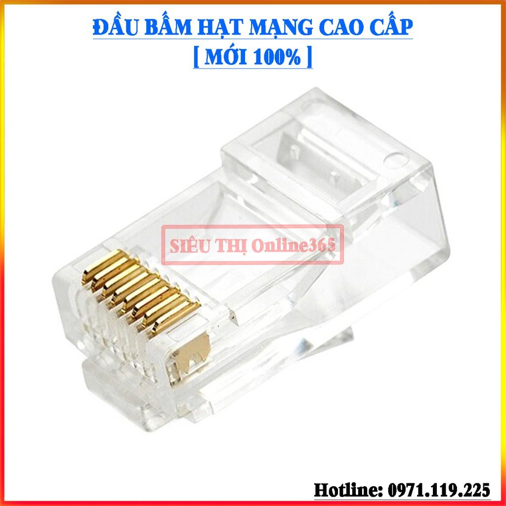 Combo 100 Hạt Đầu Bấm và Đầu Chụp Dây Mạng RJ45 Cao Cấp - Mới 100%