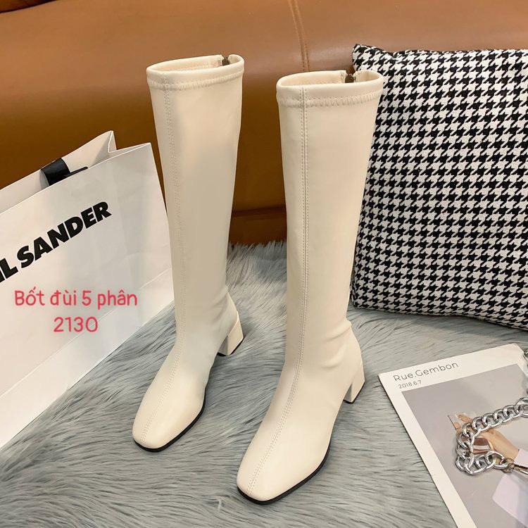 Bốt đùi nữ gót vuông 5 phân lót lông (mã 2130 - bốt đùi