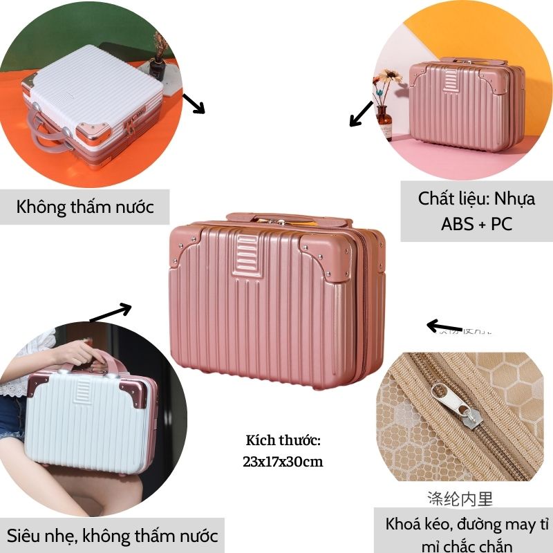 Cốp Vali Đựng Mĩ Phẩm Đồ Trang Điểm Du Lịch Cao Cấp - Vali Đựng Hành Lí Xách Tay , Vali Mini - HÀNG CHÍNH HÃNG MINIIN