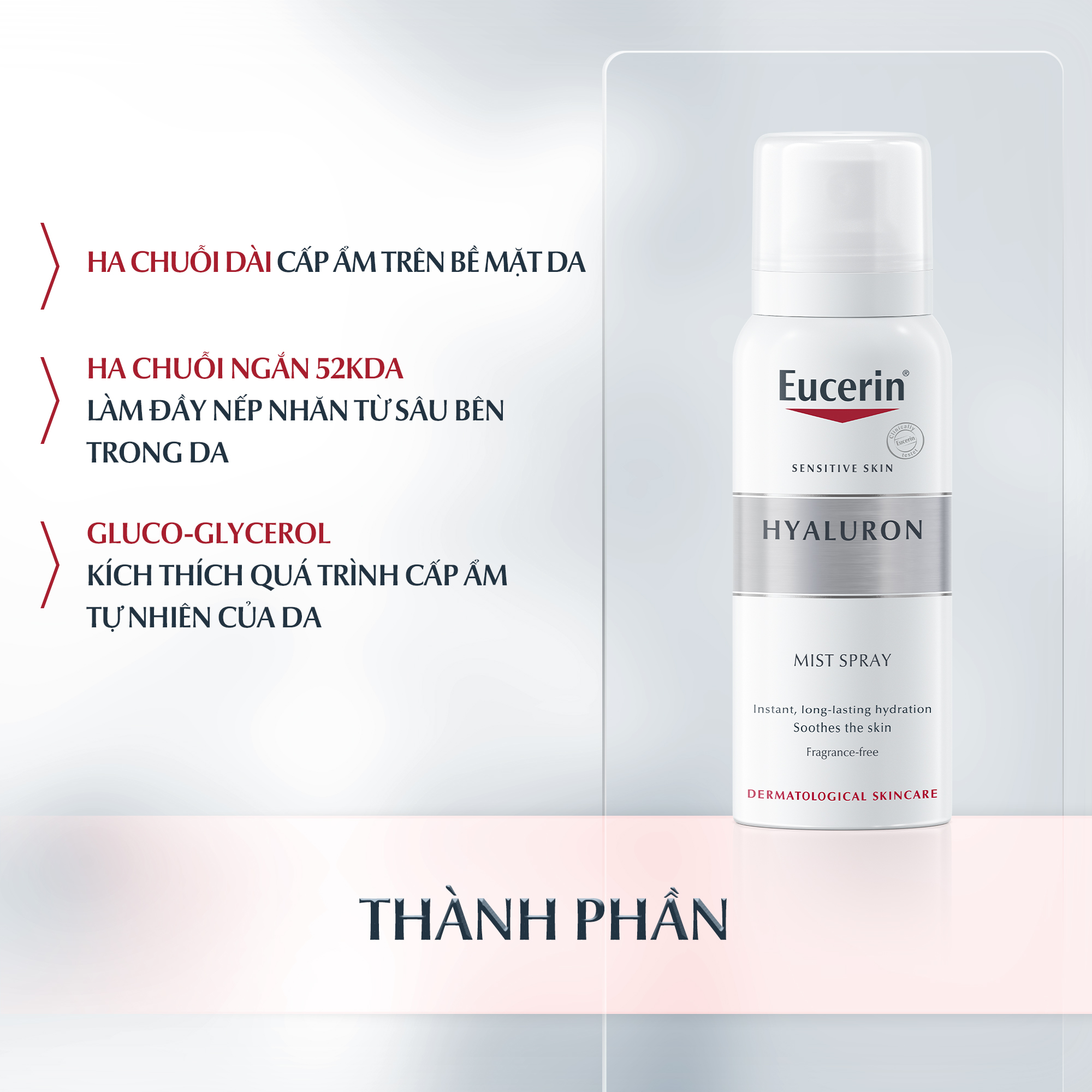 Xịt dưỡng ẩm &amp; giảm nếp nhăn Eucerin Hyaluron Mist Spray 50ml