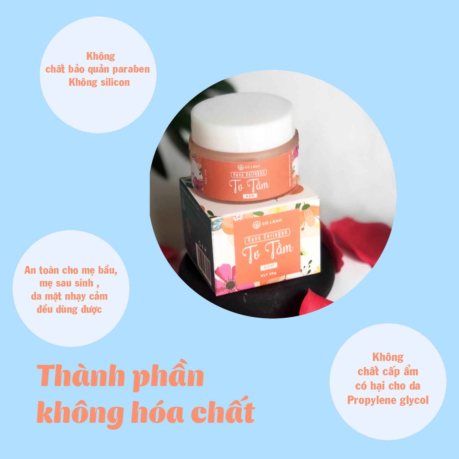 Kem Nano Collagen Tơ tằm Cỏ Lành 30g 