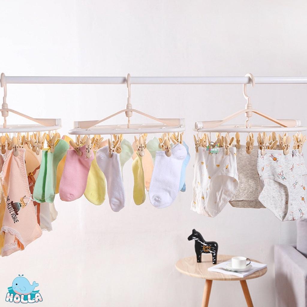 Móc chùm phơi đồ cho bé đa chức năng Holla 24 & 32 kẹp 360 độ linh hoạt