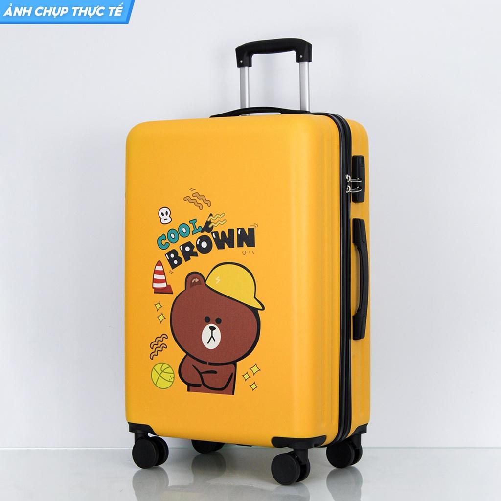 Vali Du Lịch Vỏ Nhựa In Hình Gấu Brownie Tiệc Tùng Size 20 24 26