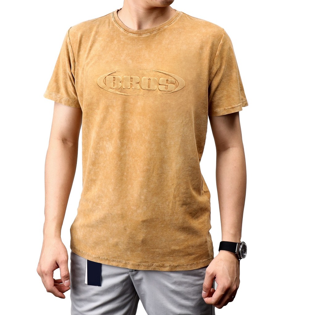 Áo phông nam không cổ màu loang cao cấp, thun nam cổ tròn Super Bros 4 màu bụi bặm (đủ size 48-85kg)