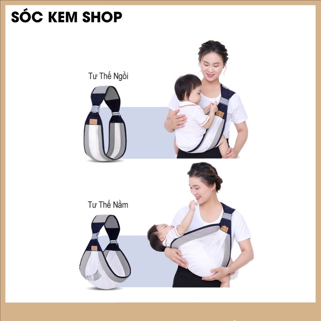 Địu Cho Bé Dạng Lưới Siêu Thoáng Khí An Toàn Tiện Lợi Cho Bé