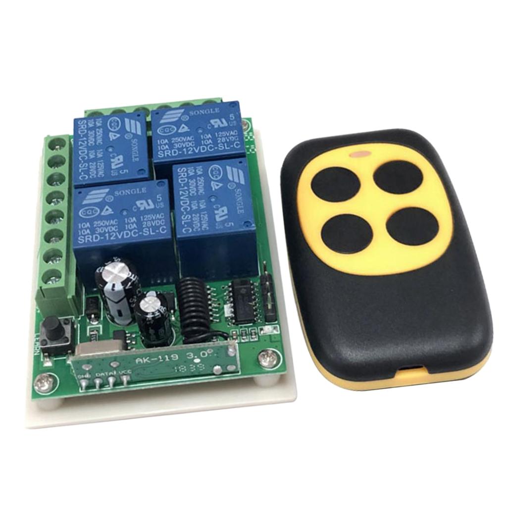 Universal Wireless Remote Control Switch - 4CH Relay Receiver Module and RF Transmitter- Electronic Lock Control