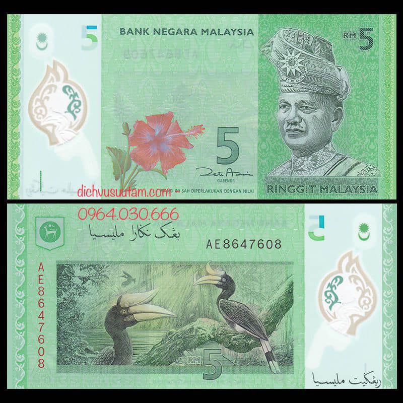 Tiền Malaysia 5 ringgit polymer sưu tầm