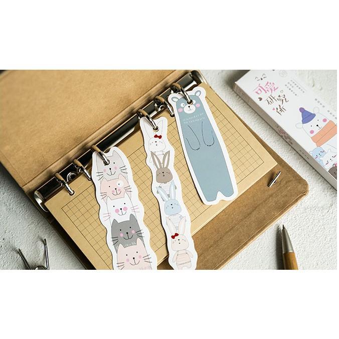 Hộp 30 Đánh Dấu Sách Bookmark Thú Cưng Siêu Cute Dễ Thương