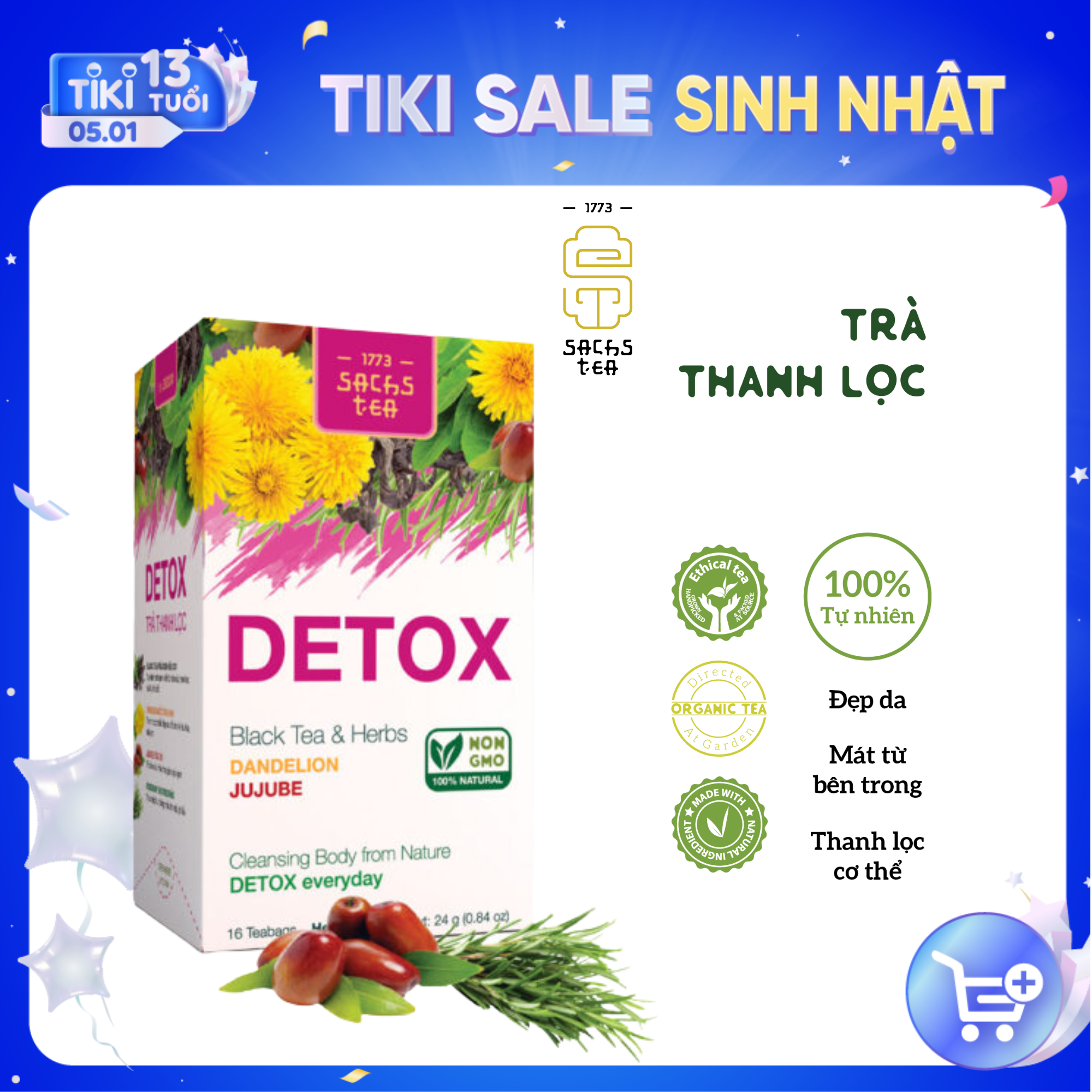 Trà túi lọc SACHS TEA Detox 16 túi/hộp