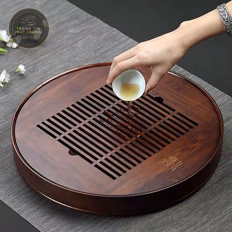 Khay Trà Tre Cao Cấp Tròn Lớn Kích Thước 38*5 KT 14.3