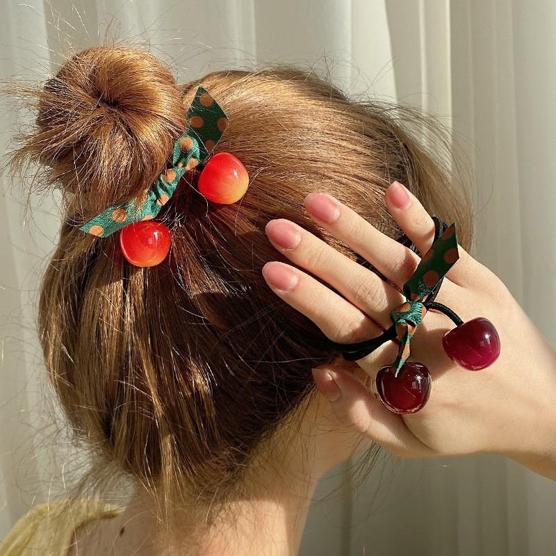Dây cột tóc cherry, dây buộc tóc hình cherry xinh xắn dễ thương