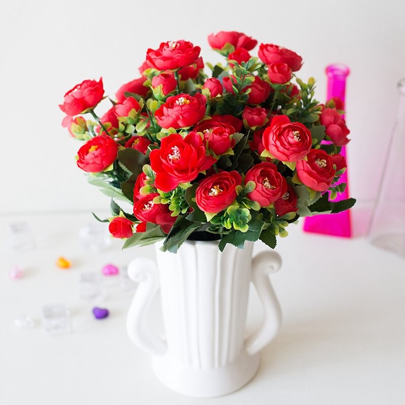 Bình hoa hồng tỉ muội cắm sẵn - Cây giả, hoa lụa trang trí nhà cửa