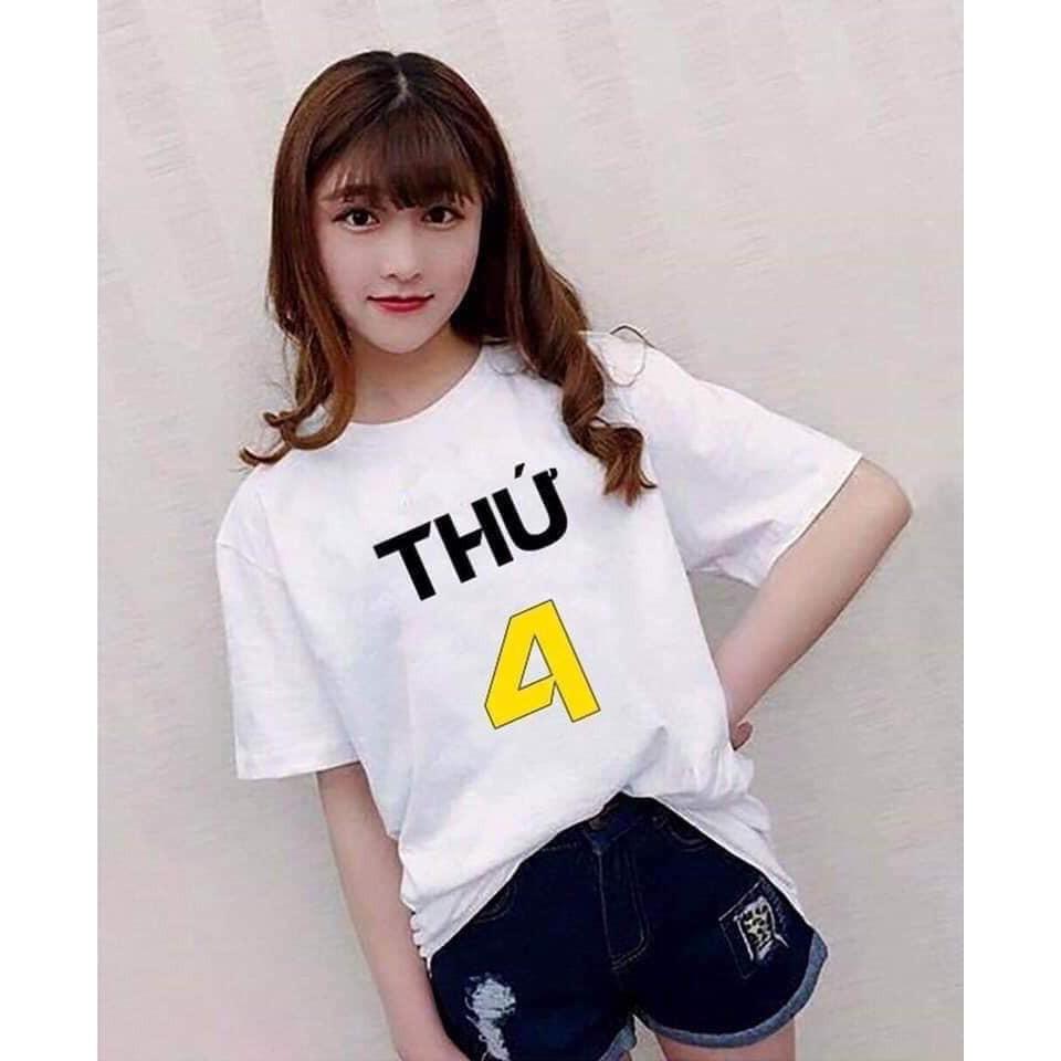 Áo thun nữ Form rộng vải dày mịn bảy thứ trong tuần