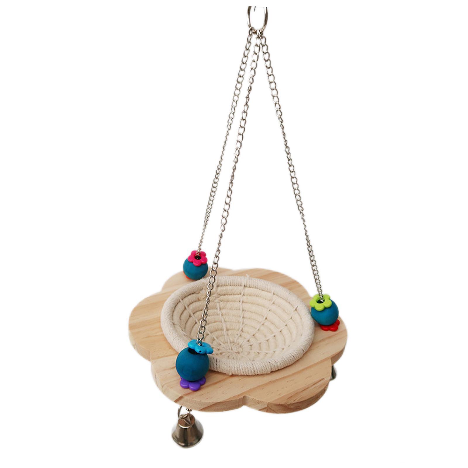 Bird Parrot Cage Toy Hammock Wooden Accessories Bird House Finches Funny A