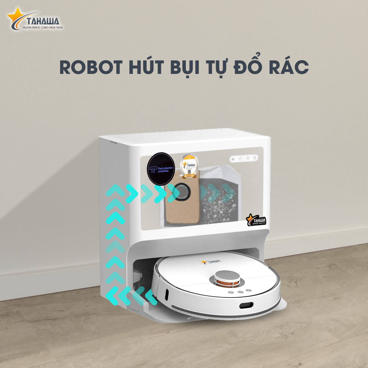 Robot hút bụi TAHAWA TH-LW2 Robo hút bụi an toàn cho sức khỏe người tiêu dùng, khử mùi hiệu quả sử dụng màn lọc HEPA 14, lọc sạch đến 99% bụi mịn
