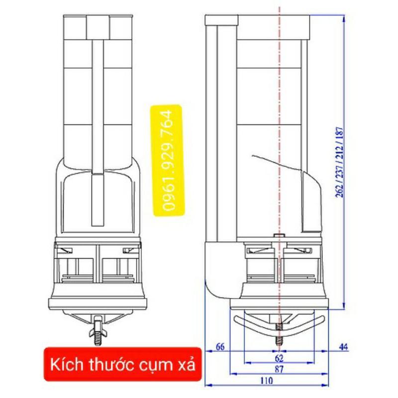 BỘ XẢ BỒN CẦU 2 NÚT NHẤN LIỀN KHỐI VS0503