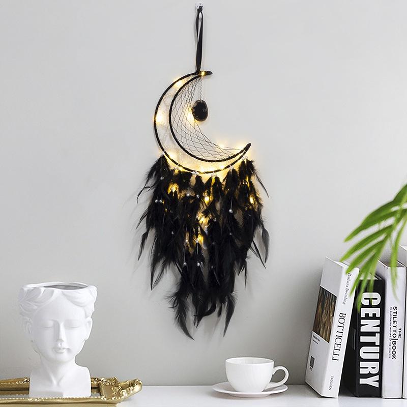 Đồ Treo Trang Trí Dreamcatcher Lông Vũ Lớn Nhiều Màu Loại Có Đèn