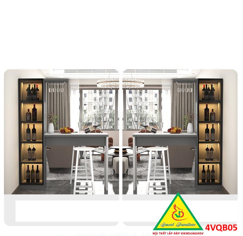 Quầy bar mini, quầy bar kiêm vách ngăn phòng khách nhà bếp 4VQB05 ( Không kèm ghế )- NỘI THẤT LẮP RÁP VIENDONGADV