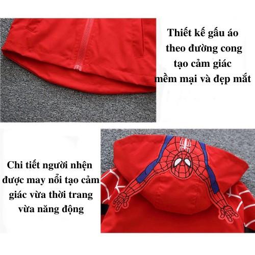 Áo khoác gió cho bé, áo khoác người nhện cho bé trai giữ ấm chống gió mùa đông Xu Xu Kids size từ 7 đến 20kg