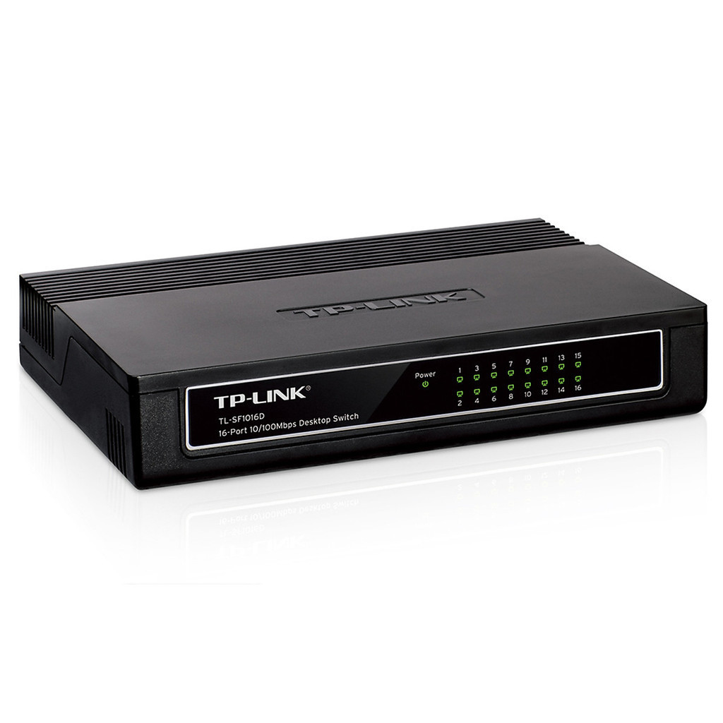 SWITCH 16 CỔNG TP-LINK TL-SF1016D 100Mbps - Cắm dùng Không cấu hình, Kiểm soát lưu lượng, Tiết kiệm điện năng
