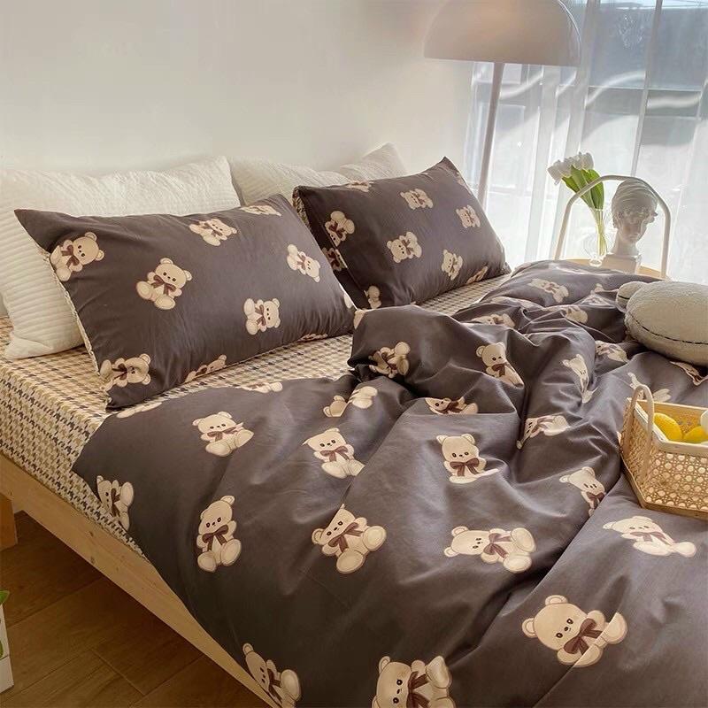 Set Cotton Living Hàng Nhập Khẩu Cao Cấp 4 Món Gấu Teddy