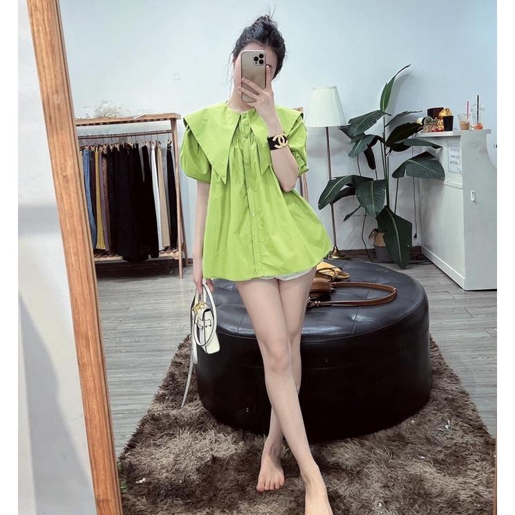 Áo Sơmi Thô Cổ Nhọn 5 Màu Siêu Xinh Có Ảnh Thật Kèm Video