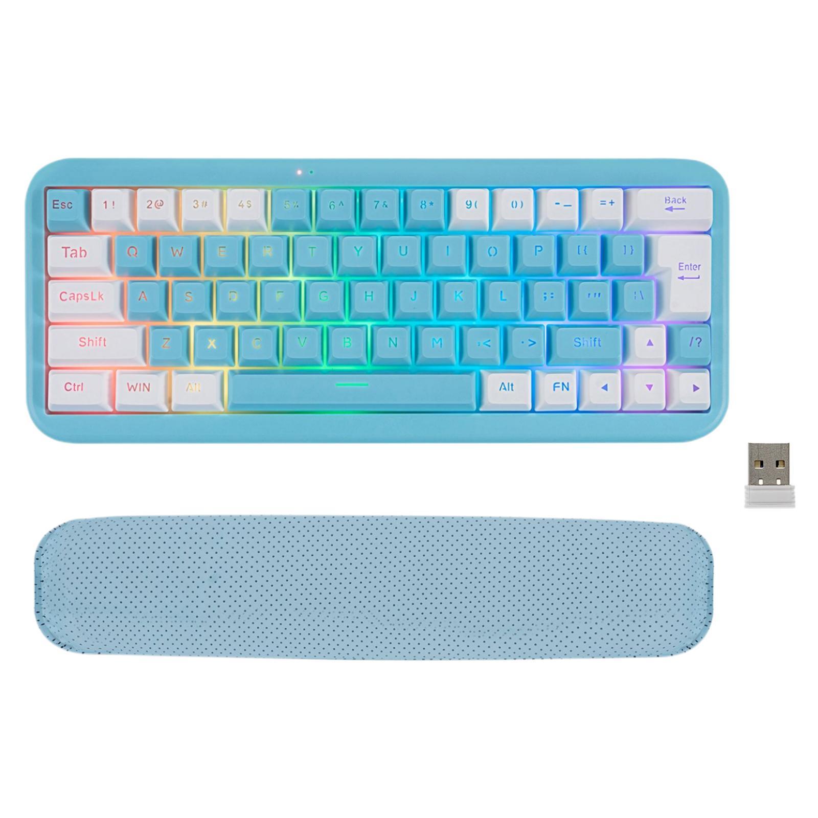 2.4G Wireless Keyboard W/ Wrist Cushion Support 63 Keys for Desktop PC Home Office
