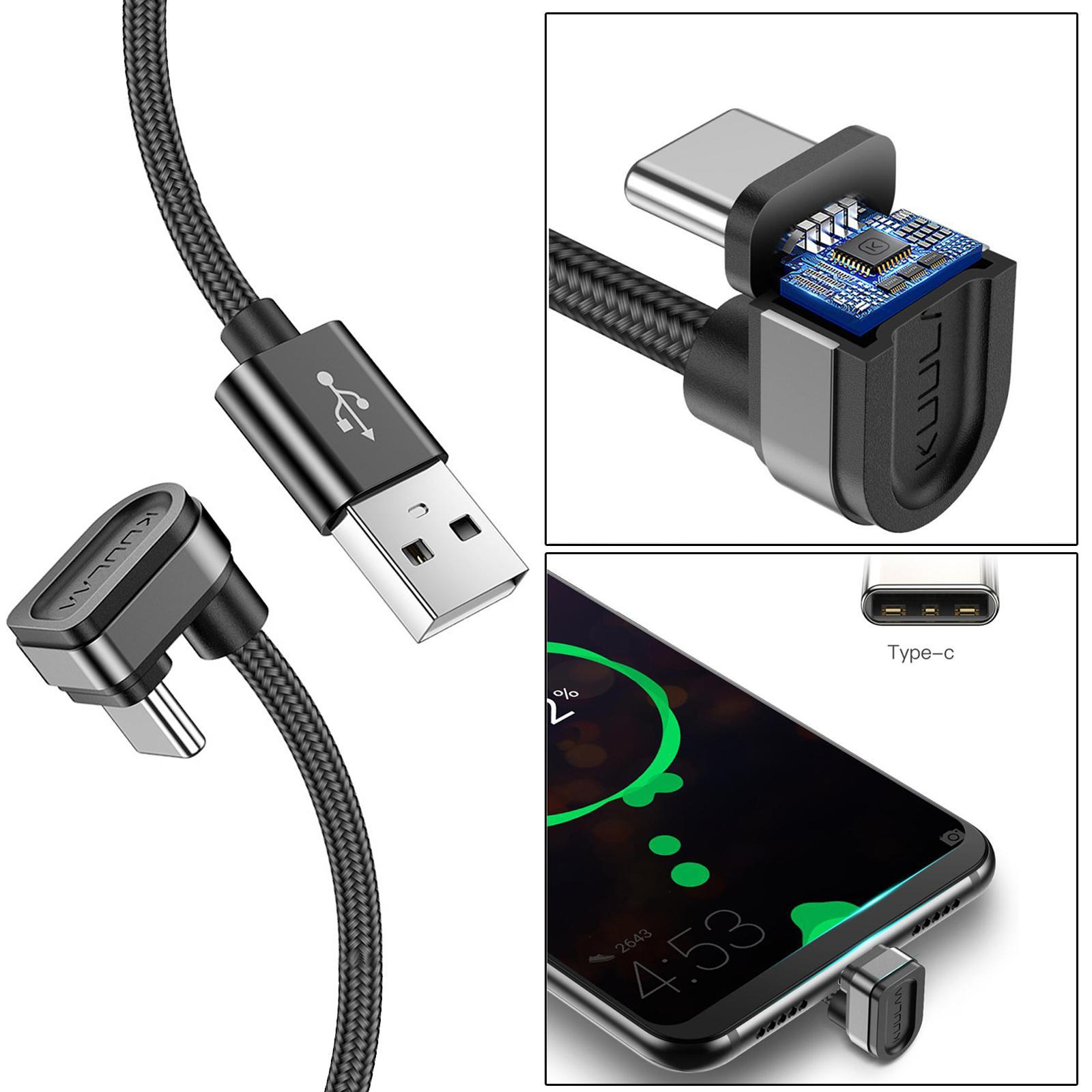 3 X USB C Cable   Flexible for Most Type C Devices Black