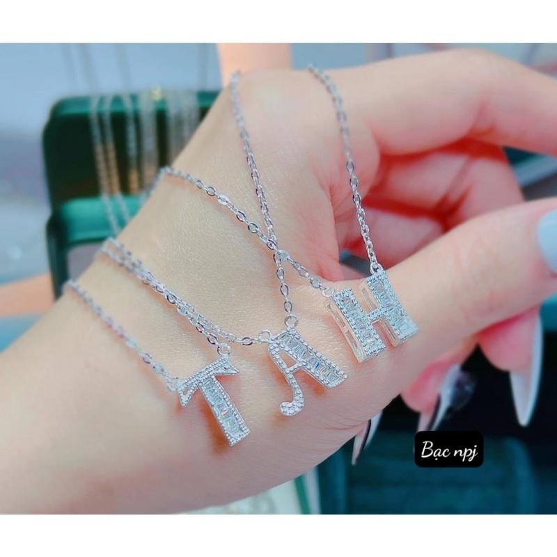 Dây chuyền chữ , Vòng cổ liền mặt chữ Cái Bạc Ta - Bạc Npj