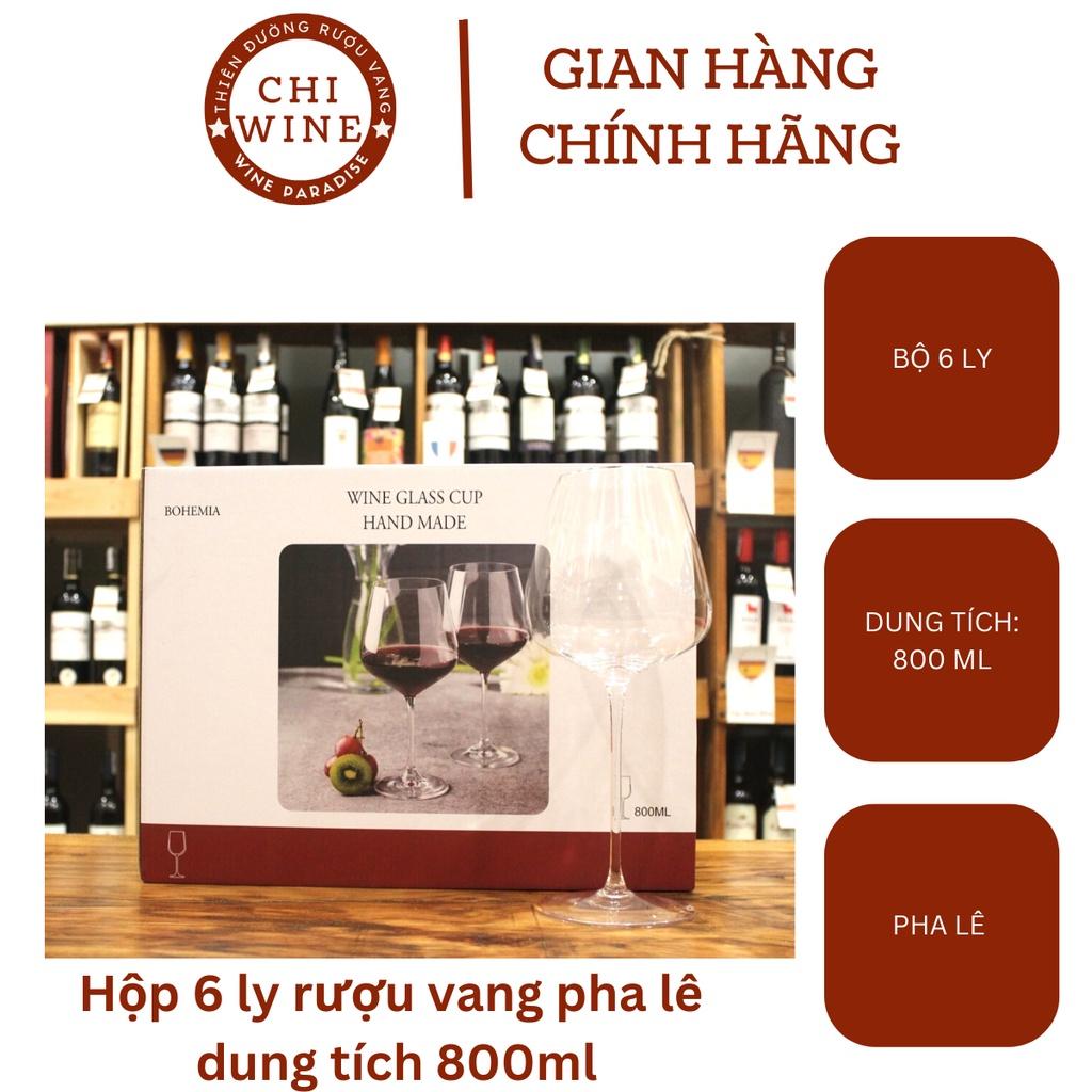 Bộ 6 ly rượu vang pha lê cao cấp dung tích 800 ml