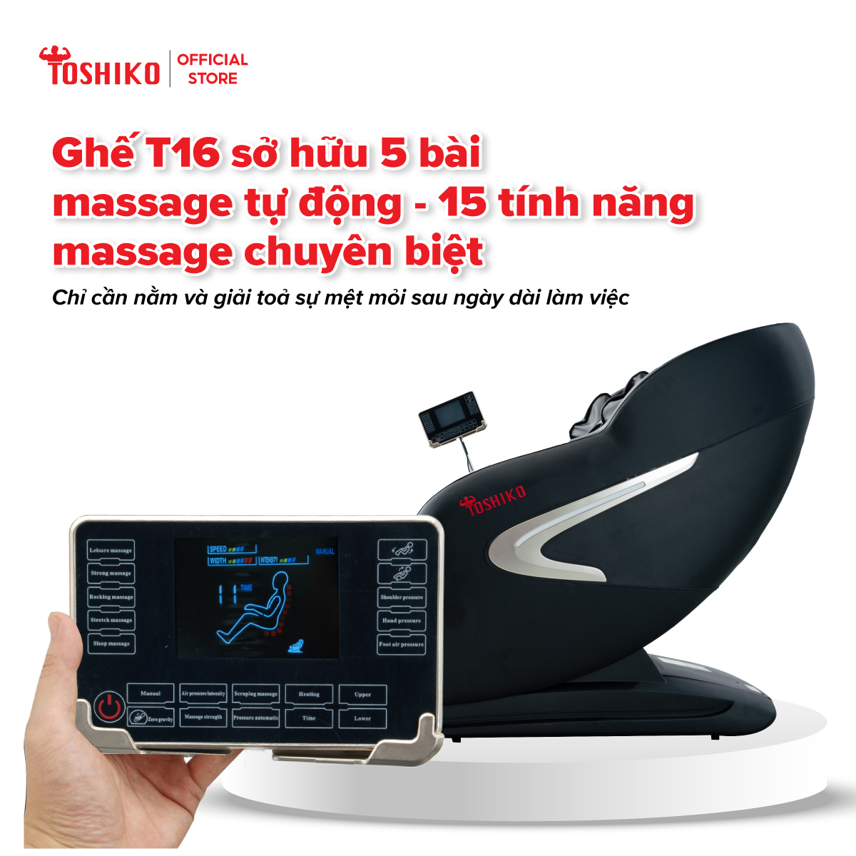 Ghế Massage Toàn Thân điều khiển giọng nói Đa Năng Toshiko T16 - Ghế Matxa Trị Liệu Toàn Thân Cao Cấp công nghệ AI với chức năng tự động mát xa đa năng, sở hữu hệ thống mát xa nhiệt hồng ngoại chuyên biệt, Máy Massage Toàn Thân