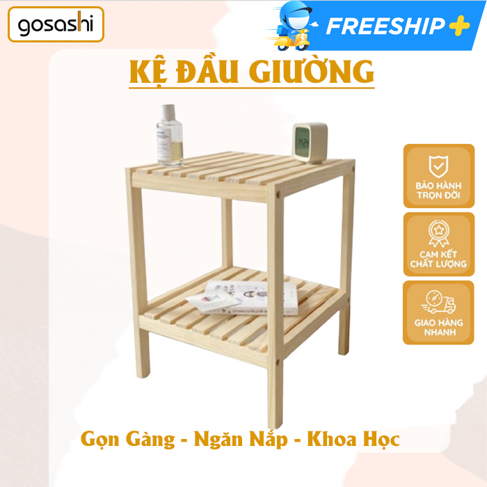 Tab Đầu Giường, Kệ Đầu Giường Gỗ Thông Phong Cách Hàn Quốc, Bề Mặt Nhẵn Đã Qua Xử Lý Mối Mọt Thương Hiệu Gosashi-KDG